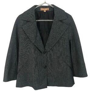 ELLEN TRACY Blazer Jacket Black/White Casual Cropped Stretch SZ M